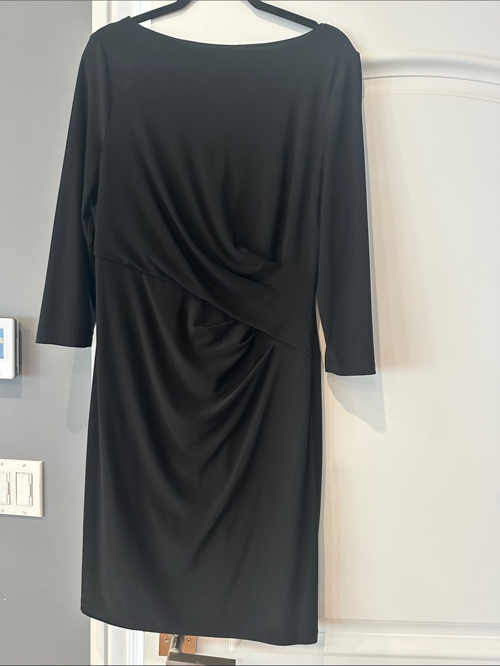 Lauren Ralph Lauren Black Draped Waist Long Sleeve Dress
